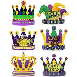 24 Pcs Mardi Gras Crown Kits Carnival Party Paper Hat For Kids Adults Mardi Gras Jester Favors Supplies Decoration