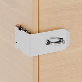 KIMIWISE 5 Inch Door Hasp Latch, 90° Right Angle Heavy Duty Stainless Steel Padlock Latch, Extra Thick Door Lock Hasp, Suitable for Cabinets, Drawers, Wooden Boxes, and Bookcases, Silver, 1 Pack