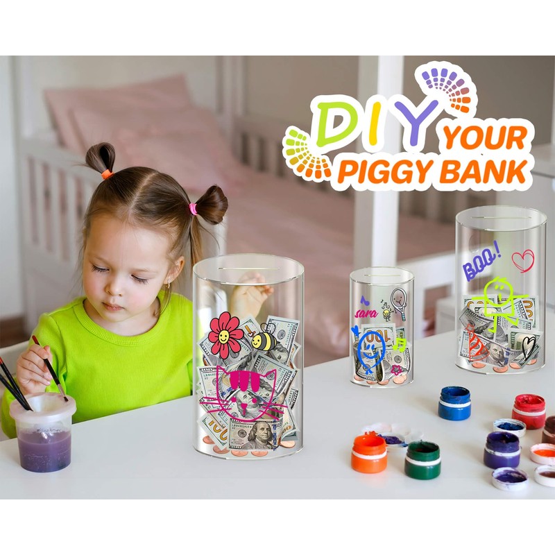 LMSNE Piggy Bank for Adults or Kids, Clear Piggy Bank