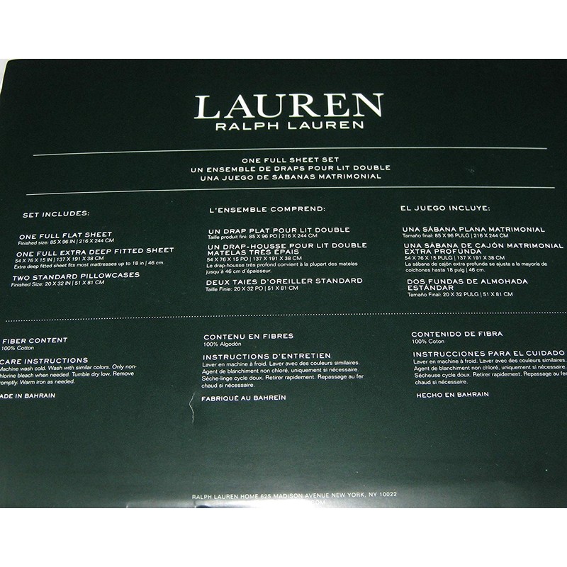 Lauren Mini Dot Full Sheet Set Cotton 300 Thread Count