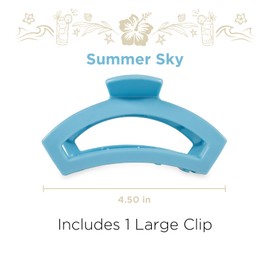 TELETIES - Open Large Hair Clip - For Thick to Super-Thick Hair - Strong Grip, Bendable Teeth, Comfortable Curved Design - For All Textures - Summer Sky