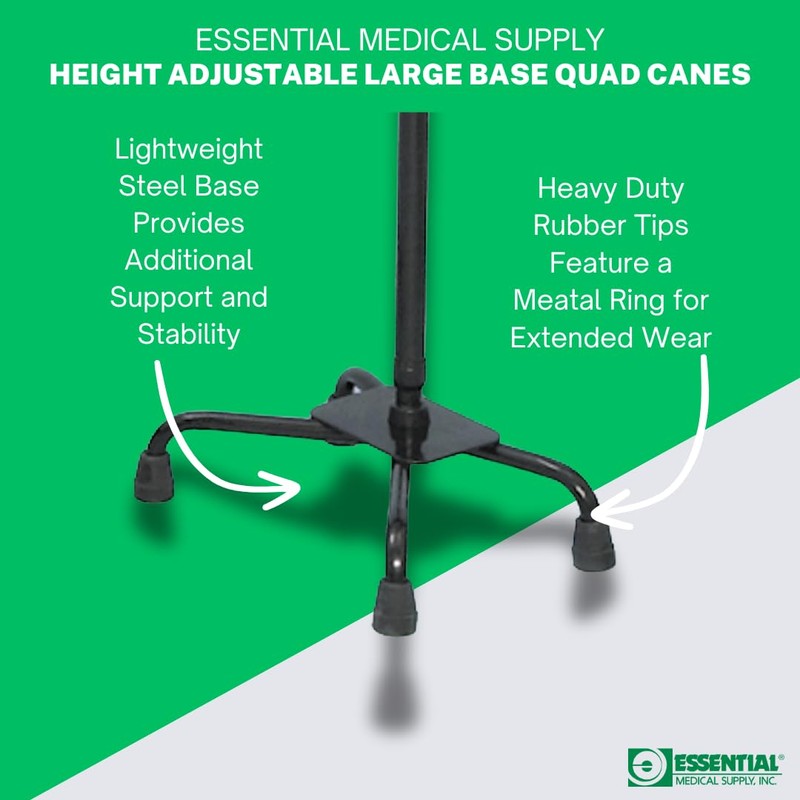 Essential Medical Supply Large Base Quad Cane in Black -