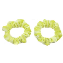 Mytoptrendz® 2 pcs Small Scrunchies Kids Soft Smooth Plush Velvet Hair Ties for Women Girls Thin Hair (Neon Yellow)