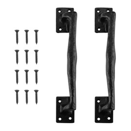 HOME MASTER HARDWARE 9 3/4 in Large Rustic Gate Handle Cast Iron Sliding Barn Door Handles Vintage Metal Gate Pull Handle Fence Long Cabinet Handles for Garage,Outdoor,Closet,Interior,Black 2 Packs