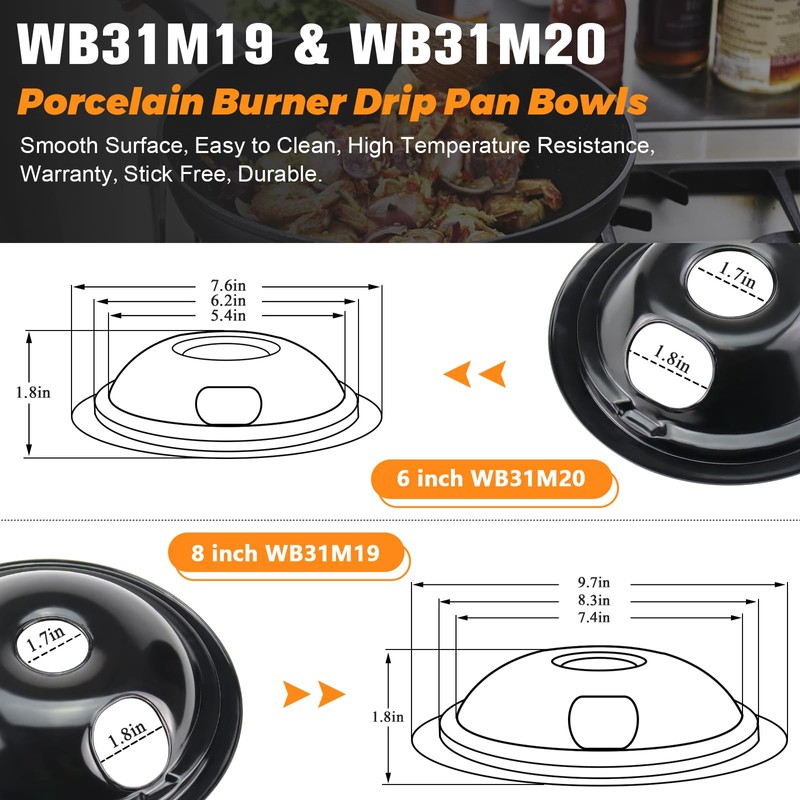 WB31M20 WB31M19 Porcelain Drip Pans by Blutoget - Compatible for