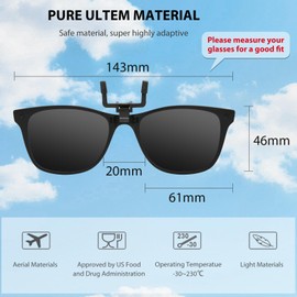 Bauhaus Polarized Clip on Sunglasses Over Prescription Glasses Flip up Sunglasses with Unique Foldable Design Anti-Glare Driving Glasses for Women Men, Retro Black