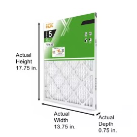 HDX HDX1P5-011418 1-Pack Standard Pleated Air Filter 14x18x1, Air Filters Replacement FPR 5 MERV 8
