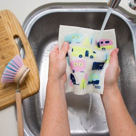 Retro Kitchen Compostable Sponge Cloth - Caravans, 1 Cloth