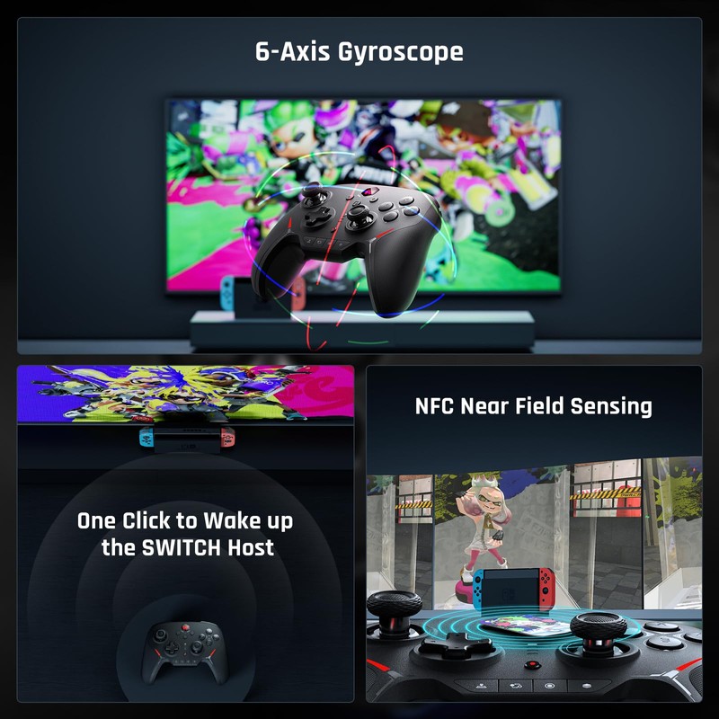 PC Gaming Controller, kabelloser Controller mit Benutzerdefinierten Tasten, 6-Achsen-Gyro, Dual