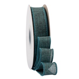 Ribbonitlux Teal Burlap Wired Ribbon, 1 inch x 20 Yards, Wired Edge Burlap Ribbon for Gift Wrapping, Big Bow, Wreath, and Christmas Tree Decoration
