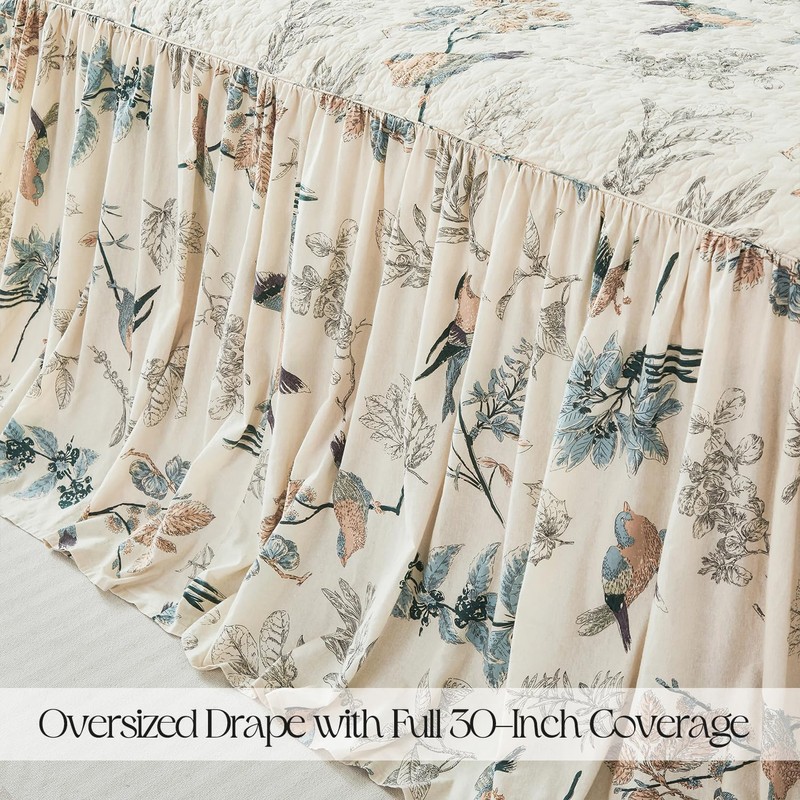 100% Cotton Queen Size Bedspread Beige Oversized 60x80 + 30in