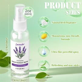 Dansib 12 Pcs Hydrating Hand Sanitizer Spray with Essential Oil Scented Hand Sanitizer Spray Travel Size 2 Fl oz Pocket Bottle Lavender Rose Citrus Scent Vanilla Lemon Watermelon Scent (White)