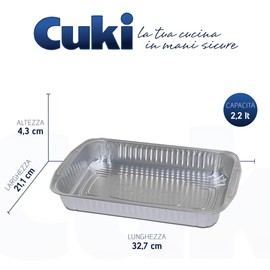 Cuki Aluminium Bowls - Ultra Kraft - With Handles - 6 Servings - Rectangular [RS86G] - Value Pack - Pack of 10