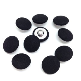 PEPPERLONELY 10 paños de tela de 15 mm cubiertos con botones redondos de vástago de metal, 1,5 cm, color negro