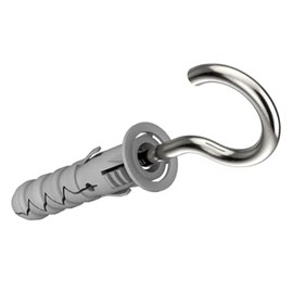 Keple C-shaped Hook Screws with Dowels 12/7.5X97, Eye Screws, Self Tapping C Hooks and Nylon Rawl Fixings, Universal Expansion Dowels and Wall Hooks (Pack of 10)