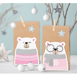 KuschelICH Advent Calendar for Filling Polar Bear with Wooden Pegs