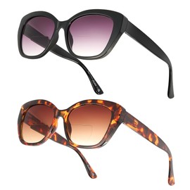 LADEESSE Reading Sunglasses for Women - Stylish Bifocal Sunglasses with Readers Built-in - UV400 Protection - 2 Pack+1.5