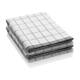 E-Cloth Classic Check Tea Microfibre Dish Towel, Streak-Free and Absorbent Dish Drying Kitchen Towels, Washable and Reusable, 100 Wash Promise, Black, 2 Count