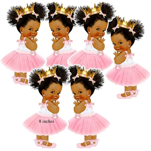 Baby Princess Party Cut-Outs, African American Princess Baby Shower Decoration (8 inches)