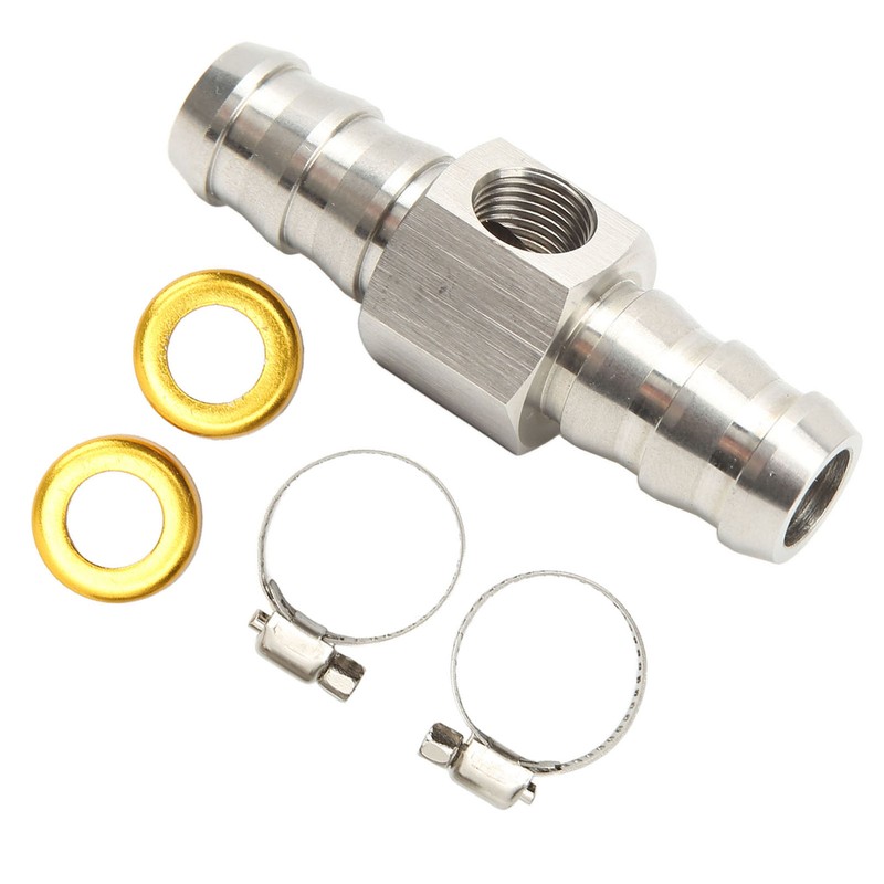 Fuel Line T Fitting Adapter 304 Stainless Steel Pressure Gauge