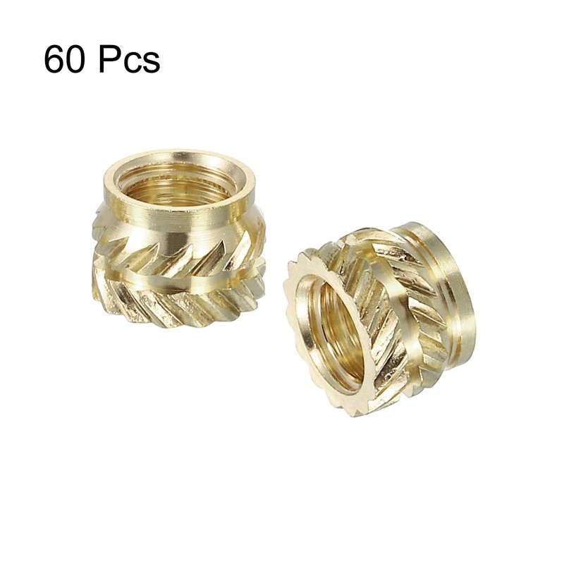 sourcing map Knurled Insert Nuts, 60pcs M5 x 5mm Length