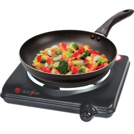 EUROSTAR Single Burner with Cast-Iron Flate Plate, Black