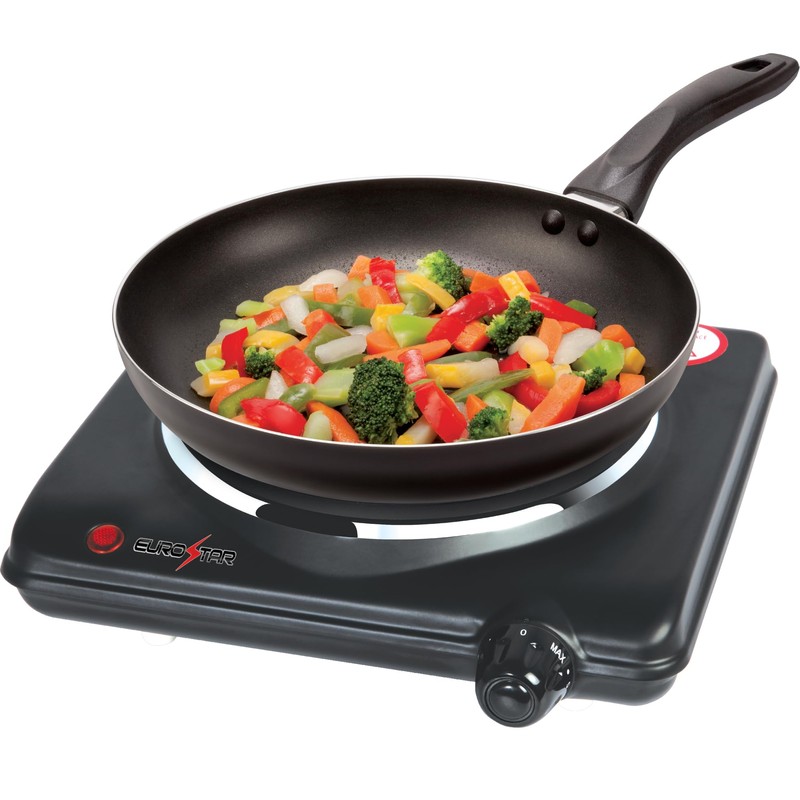 EUROSTAR Single Burner with Cast-Iron Flate Plate, Black