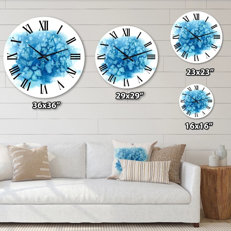 Designart 'Blue Turquoise Cloud Abstract' Modern wall clock - 36