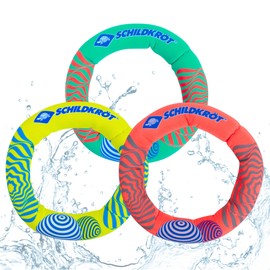 Schildkröt Diving Rings, Easy to Grip, 970326 Neoprene Diving Rings, Pack of 3, Diameter 14 cm, Water / Diving Toy for Children, Sand Filling, Standing Vertical on the Base, Colourful, Diameter 14 cm