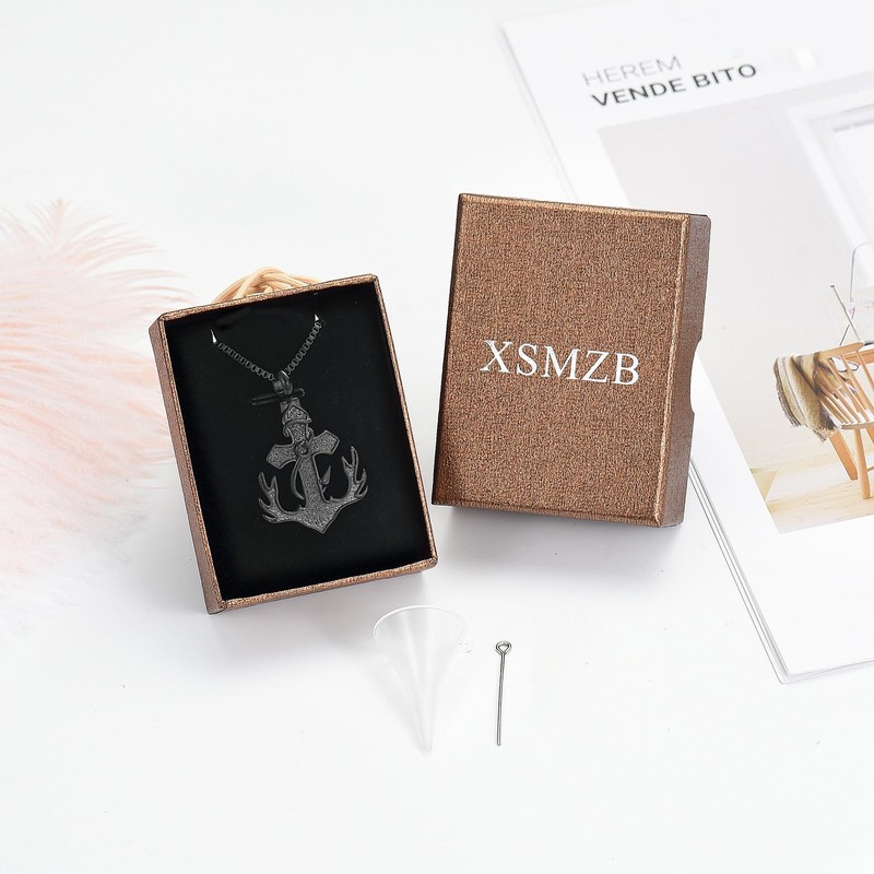 XSMZB Deer Antler Anchor Urn Necklace for Ashes Human Pet