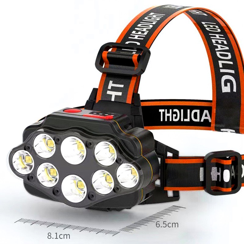 LED Headlamp Super Bright 4 Lighting Modes Adjustable 8LEDs Head