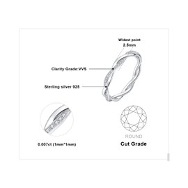 JewelryPalace Infinity Rope Twisted Cubic Zirconia Band Ring Women's Infinity Wedding Rings Women's Ring Silver 925 Wedding Rings Wedding Rings Women, Front Ring Stacking Ring Band Ring Narrow Rose