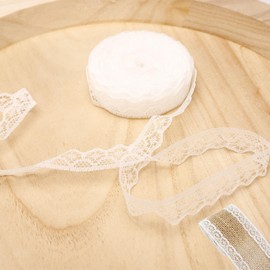 Nurila 10 m Lace Ribbon White, Ribbon White, 1.4 cm Wide Lace Trim, White Ribbon for Gift Wrapping, Valentine's Day, Crafts, Wedding, DIY, Sewing Crafts