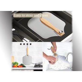 Aluminum Pizza Paddle, Metal Pizza Peel 12 Inch with Foldable Wooden Handle for Easy Storage Pizza Spatula Oven Tool for Homemade Baking Artisan Breads & Cakes (Silver)