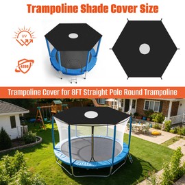 Trampoline Shade Cover with Hole,8FT Waterproof Trampoline Top Cover Fits for Outdoor Oxford Outdoor Trampoline Accessories, Black