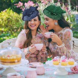 DRESHOW Fascinators Hats for Women Tea Party Hat Vintage Derby Pillbox Kentucky Hat Church Cocktail Headwear