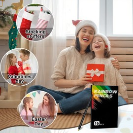 Stocking Stuffers for Kids Teens Adults, Art Supplies 16 Pcs Rainbow Colored Pencils, Teen Girl Gifts Trendy Stuff, Christmas Valentines Gifts for Kids 5-12 Year Old,