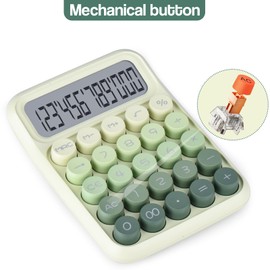 Holotioee Mechanical Pushbutton Calculator,12 Digit Large LCD Display,Big Buttons Easy to Press,Colorful Candy Calculator,Automatic Sleep,with Battery.for Office,School, Home. (Green)