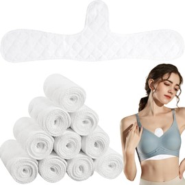 UptVin Pack of 10 Reusable Bra Inserts Cotton, Bra Inserts Sweating, 3-Layer Sweat Absorber Pads, Underbust Sweat Protection, Washable Bra Sweat Inserts for Women (White), White
