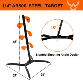Highwild AR500 Dueling Tree Target Kit - Six Steel Paddles 4" x 1/4" Reactive Shooting Targets with Stand