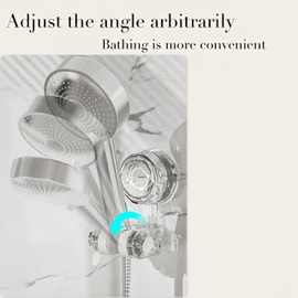 Suction Cup Shower Head Holder Wall Mount,No Drilling, Removable ,Height Angle Adjustable Handheld Shower Holder,Clear…