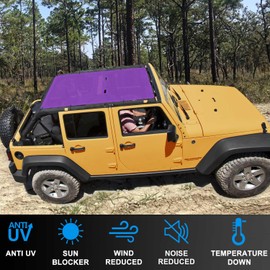 Coverspec JK Sun Shade Top Compatible with Jeep Wrangler 4 Door 2007 to 2018 Sunshade Sunroof Bikini Cover Blocks UV Wind Noise Purple Mesh for Full Length