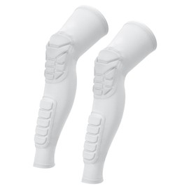 PATIKIL XL Knee Calf Pads, 2 Pack Knee Braces Pad Compression Leg Sleeve Protective Calf Shin Guard for Youth Adults Football Basketball Baseball, White