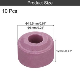MECCANIXITY 10 Pcs Ceramic Insulator Bead, 6 x 15.5 x 12mm Electronic Wire Bundle Insulation Heat Protection Round Shaped Ceramic Tube for Cable Bundle, Wire Protection, Purple Red