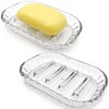 2 Pack Clear Soap Dish Holder for Bar Soap, Bathroom