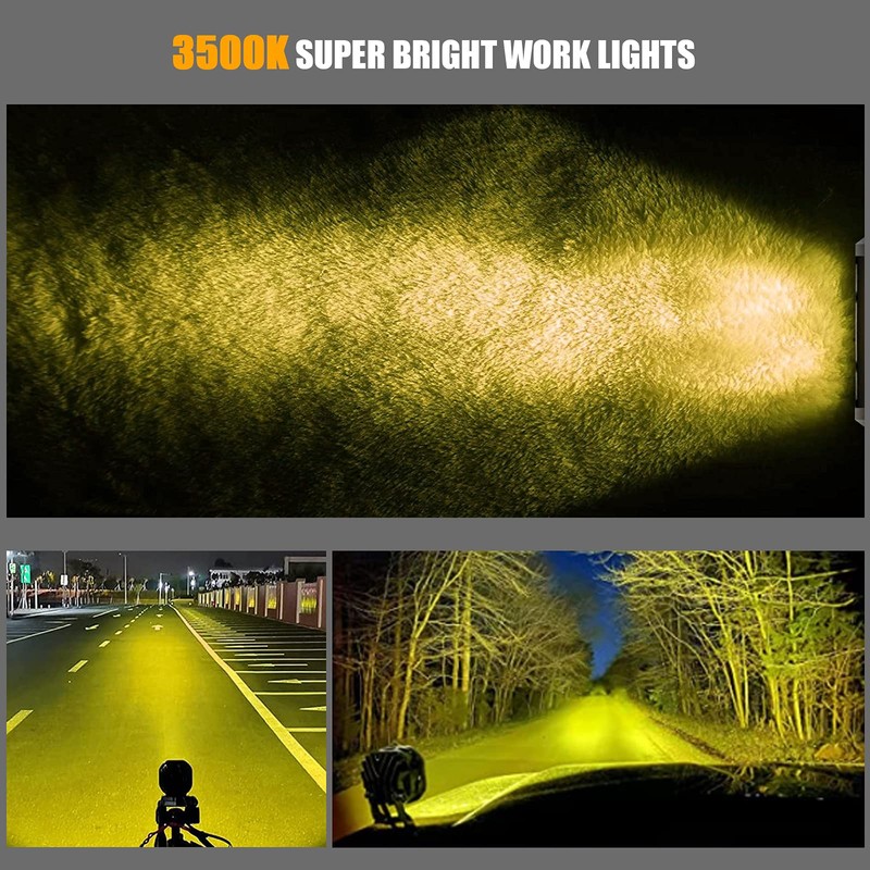 BMPUG 2 Pack Led Pods Light Bar, Yellow 3" 40w