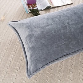 Zhiyuan Warm Fleece Body Pillow Cover Only Long Pillowcase, 17.5 x 47 Inch, Light Gray