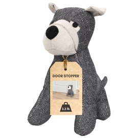 Decorative Dog Door Stop - 2.3 lb. Weighted Door Stopper for Living Room, Bedroom or Office - Adorable Puppy Design - Durable and Stylish Door Holder (Black & White)