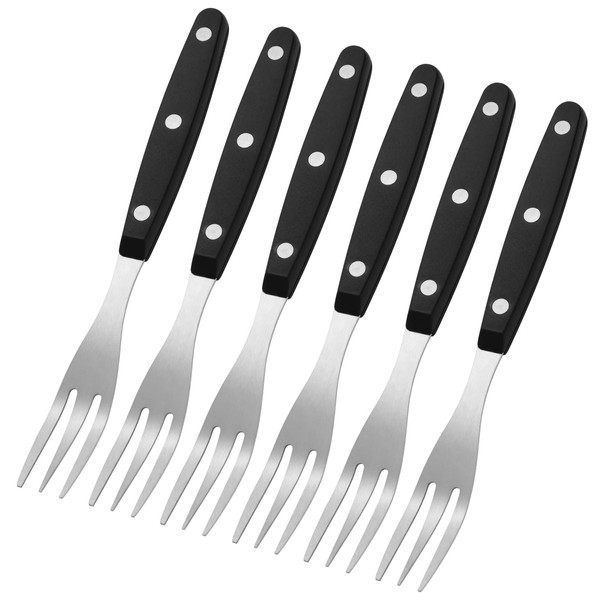 Silverware Fork, Black Handle Salad Forks, Set of 6 stainless