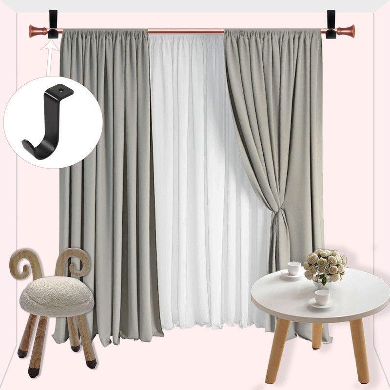 Kowibcl Curtain Rod Brackets for Ceiling-Mounted, Drapery Rod Holder for